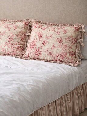 Chris Madden JCPenney Queen Dust Ruffle Pillow Sham Set Floral Stripe Cotton